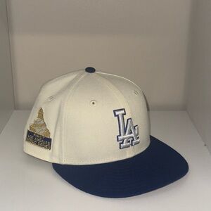 New Era White and Blue LA Fitted Hat